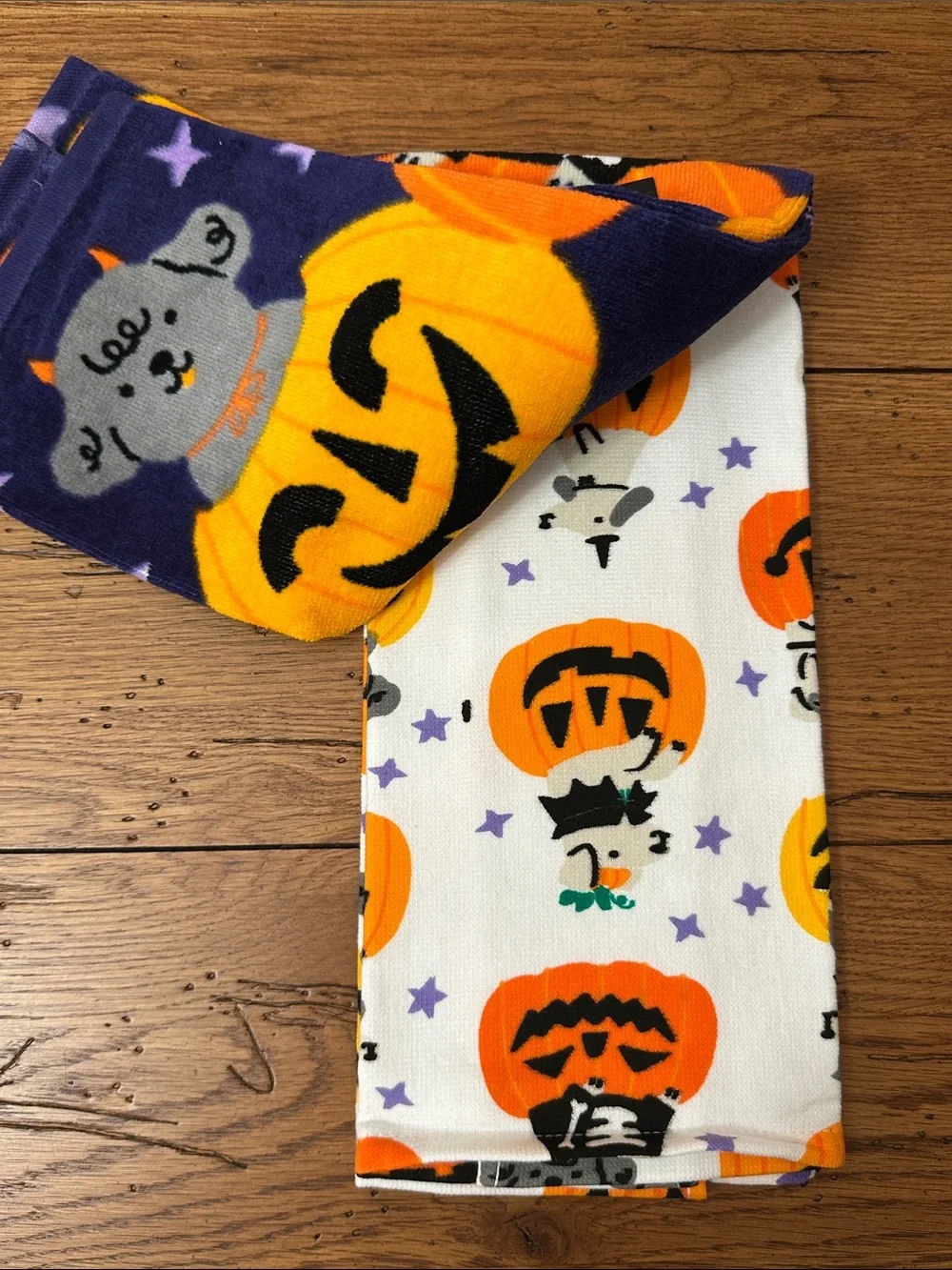 Celebrate Together Halloween Dog & Pumpkin Kitchen Towels - Purple & Orange